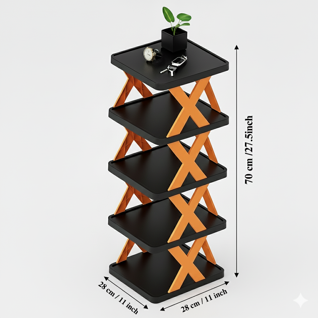 5 layer Multifunctional Black Shoe Organizer Rack (Black -HL013)
